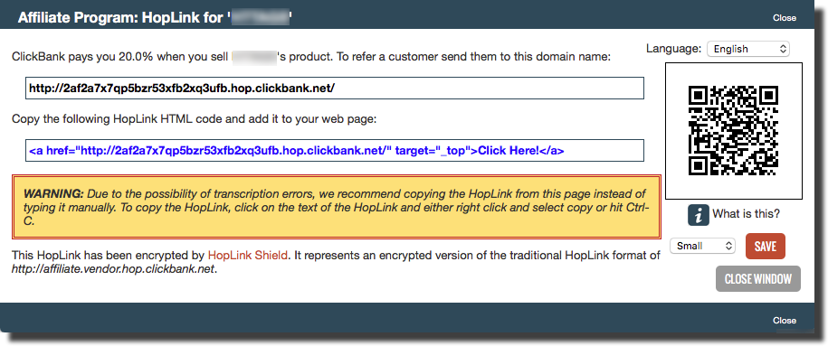 Example of Clickbank Hoplinks